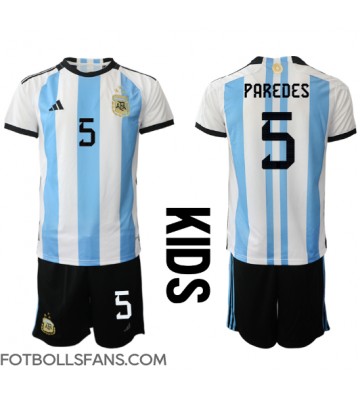 Argentina Leandro Paredes #5 Replika Hemmatröja Barn VM 2022 Kortärmad (+ Korta byxor)